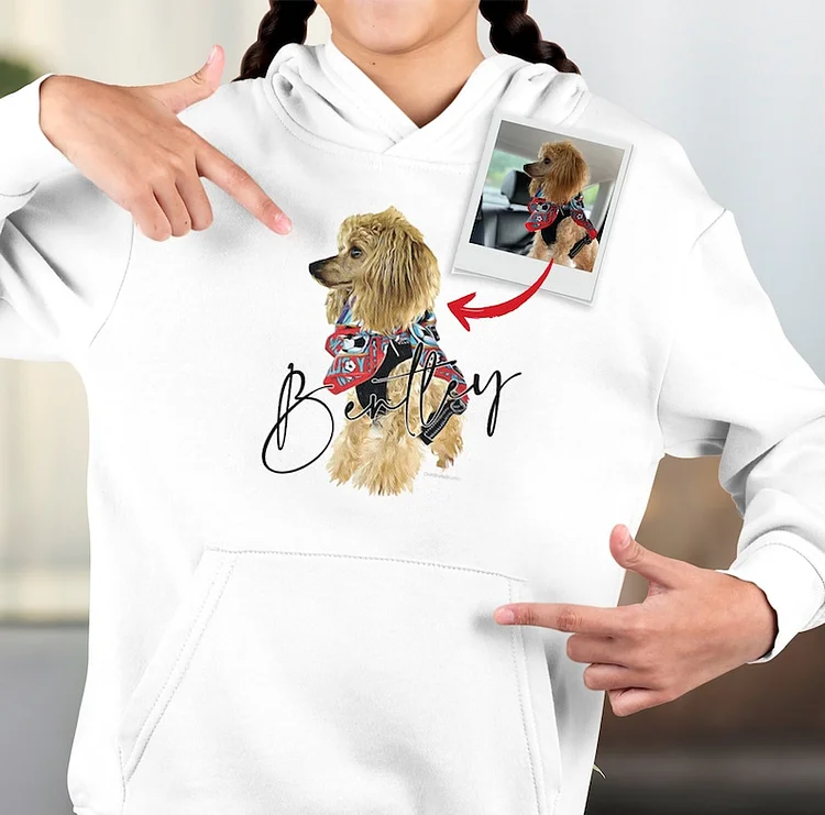 Custom Pet Photo Oil-Painted Effect Printed T-shirt Sweatshirt Hoodie