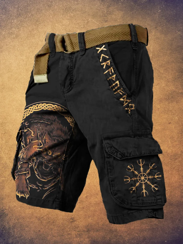 Comstylish Wolf & Viking Art Men's Work Short