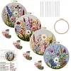 Flowers DIY Stamped Embroidery Kit with Embroidery Hoop Needlepoint Kit 30x30cm for Adults Beginners Craft Lovers Gift tapestrymarket