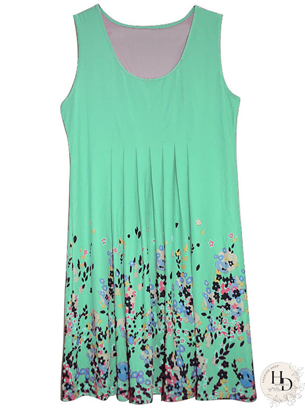 Casual Painted Sleeveless Crew Neck Casual Dresses