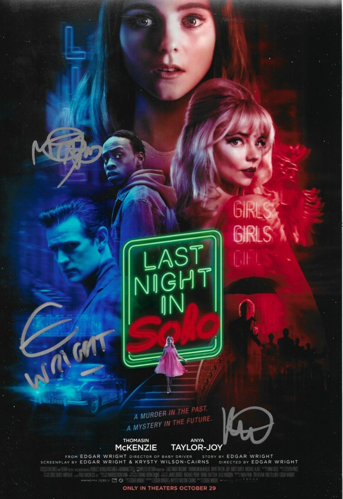 Edgar Wright +2 Signed Last Night In Soho 12x8 Photo Poster painting AFTAL