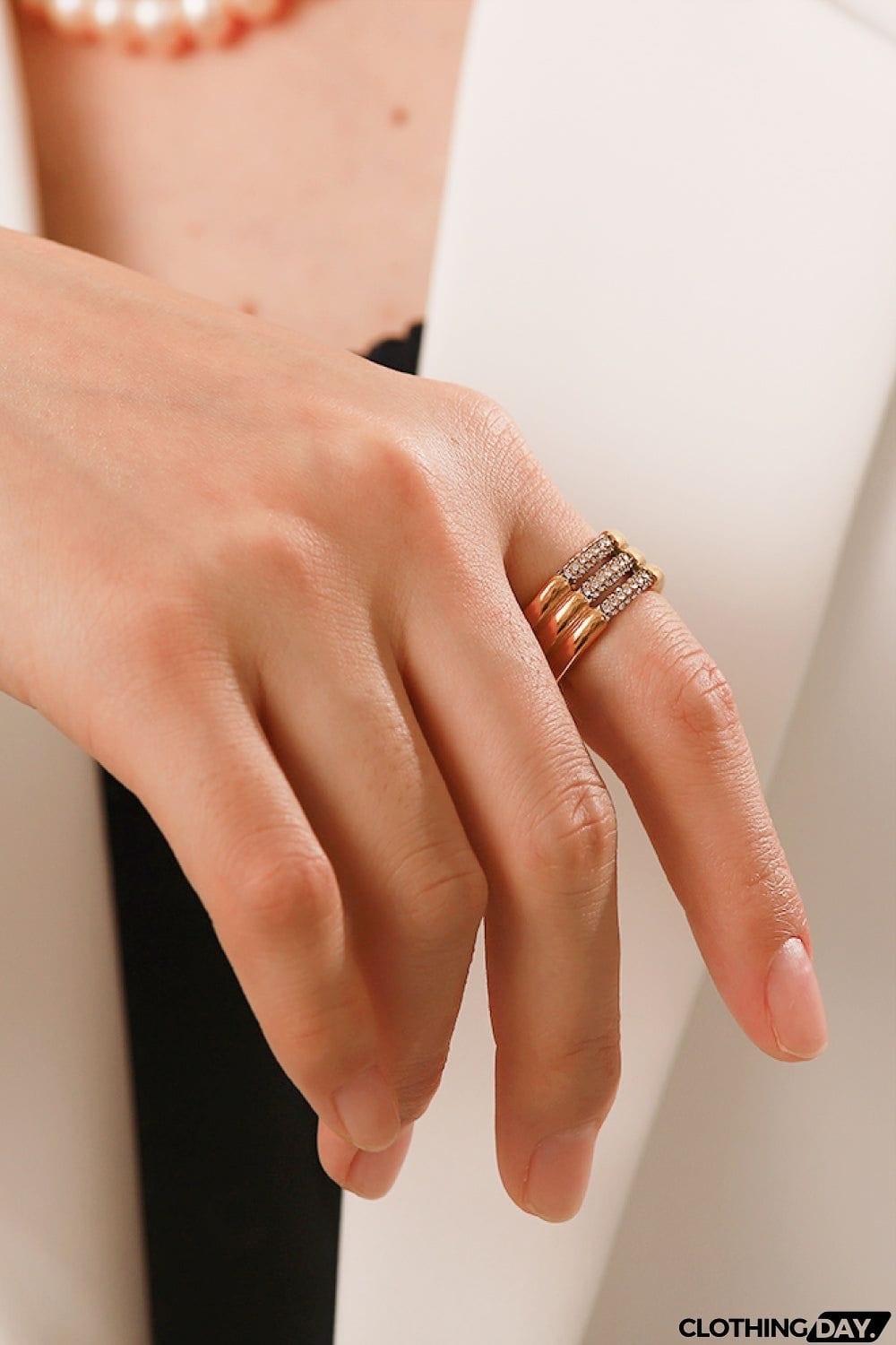 Triple-Layered Rhinestone Ring