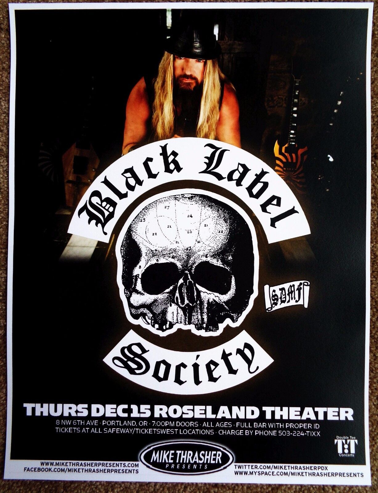 BLACK LABEL SOCIETY 2011 Gig POSTER Portland Oregon ZAKK WYLDE Concert