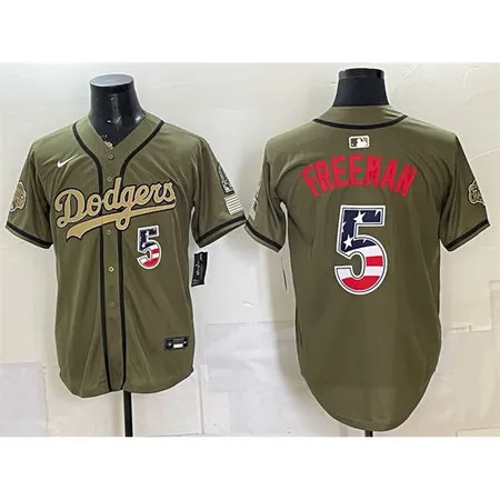 Youth Los Angeles Dodgers #5 Freddie Freeman Olive 2026 Armed Forces Day 250 Fourth of July Stitched Baseball Jersey