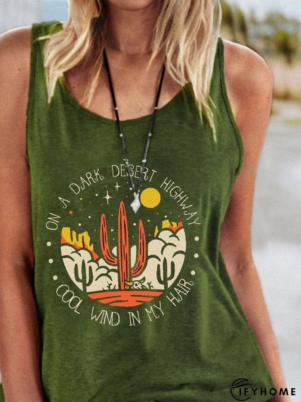 Cartoon Crew Neck Jersey Vacation Tank & Cami | IFYHOME