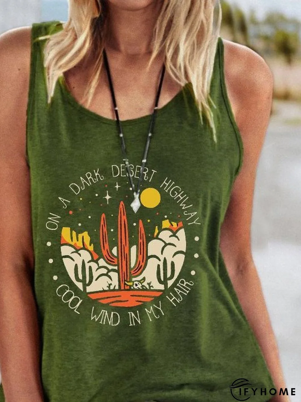 Cartoon Crew Neck Jersey Vacation Tank & Cami | IFYHOME