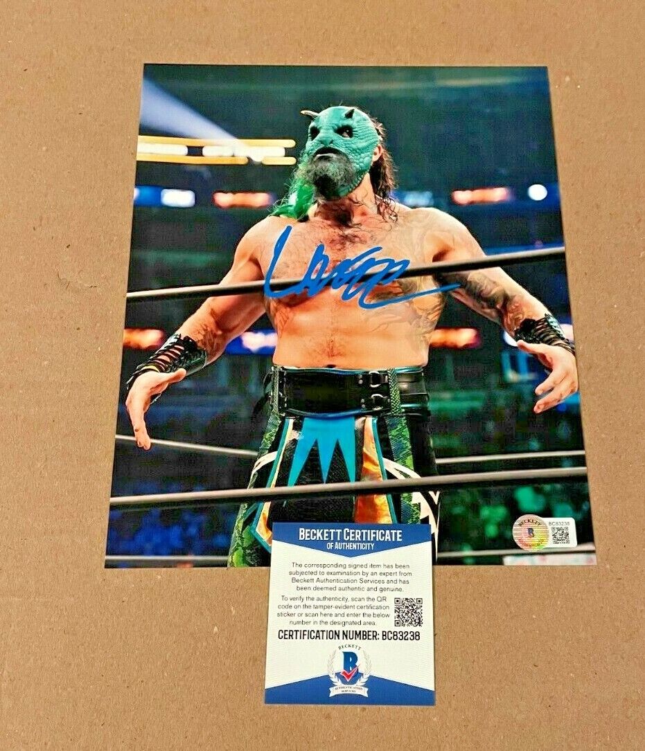 LUCHASAURUS SIGNED AEW 8X10 WRESTLING Photo Poster painting BECKETT CERTIFIED BAS