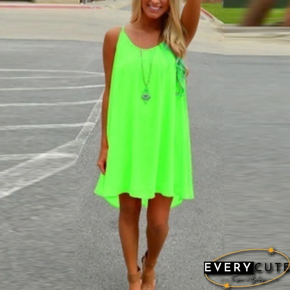 Summer Casual Sleeveless Evening Party Backless Beachwear Sexy Womens Mini Dress