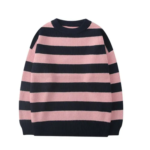 Autumn Sweater Women Pullovers Knit Casual Striped Pullovers Jumper Warm Teen Gril Streetwear Knitwear Sueters De Mujer
