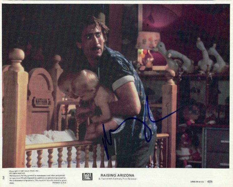 Nicholas Cage (Vintage) Raising Arizona signed 8x10 lobby card COA