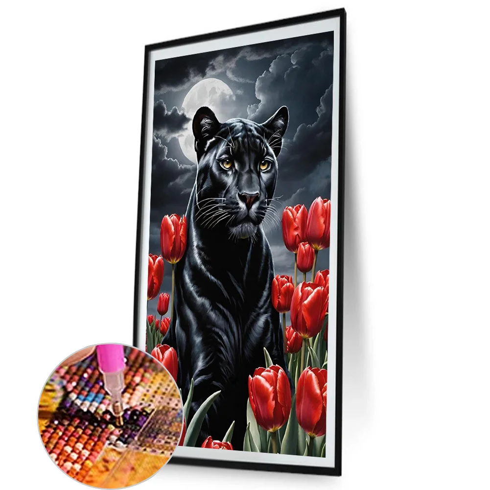 Partial AB Diamond Painting - Full Round Drill - Tulip Panther(Canvas|45*75cm)