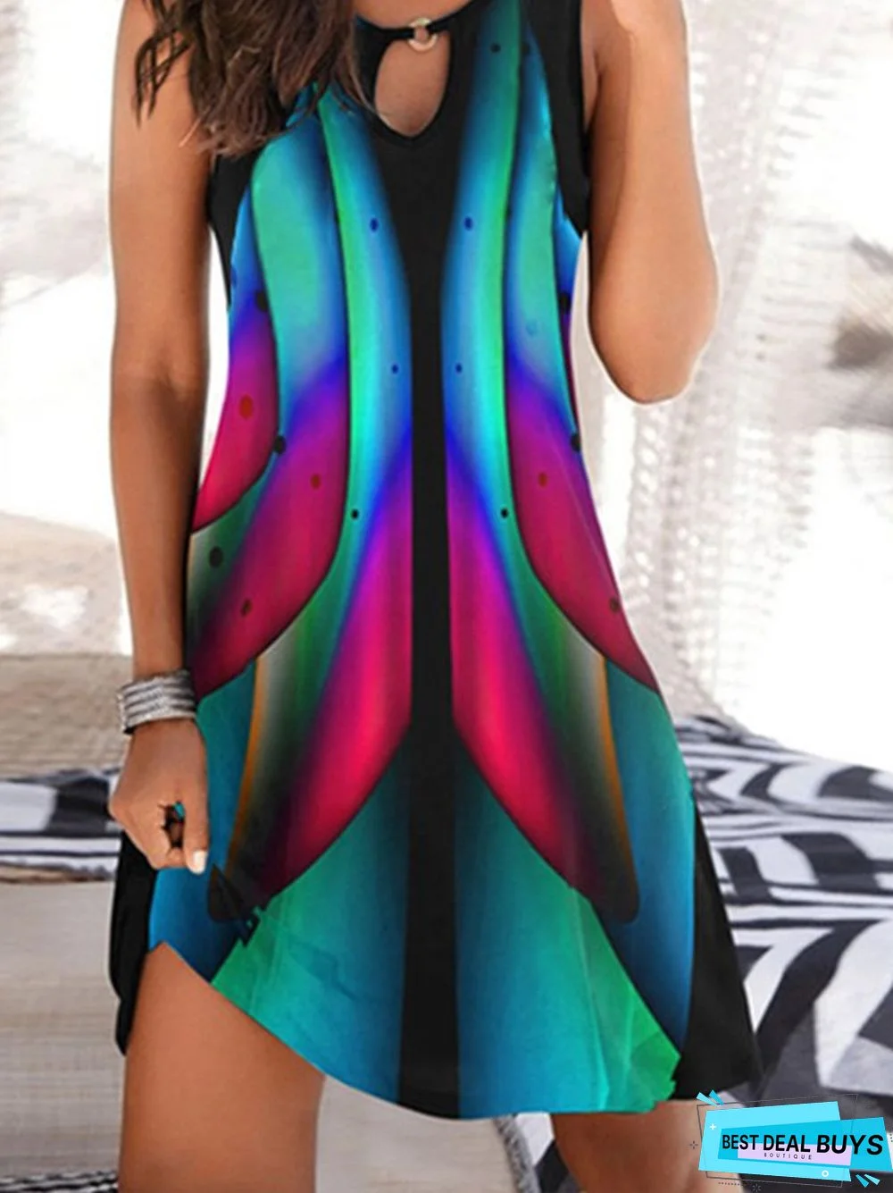 Ombre Sleeveless Knitting Casual Dresses