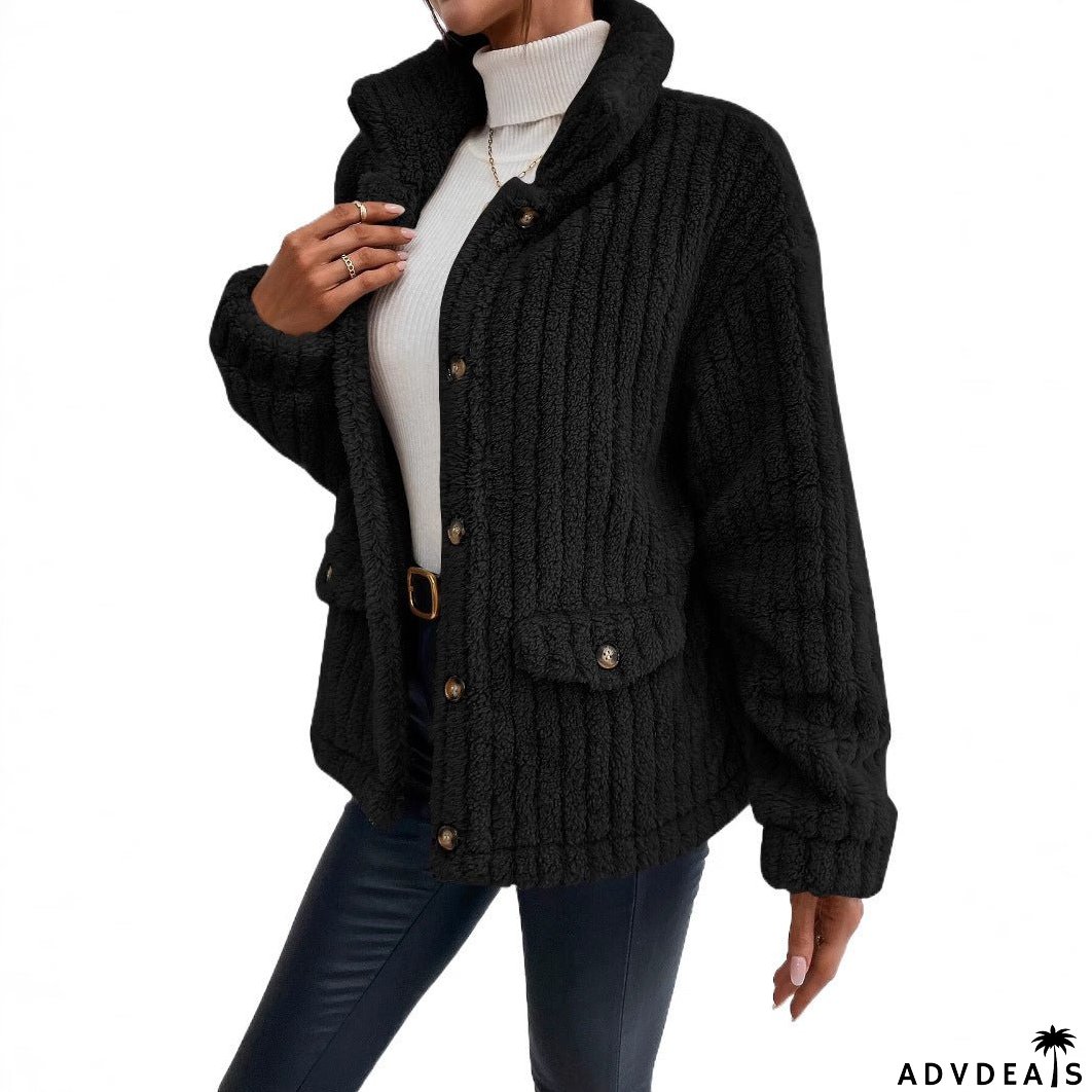 New Double-Sided Velvet Button-Up Cardigan Casual Coat