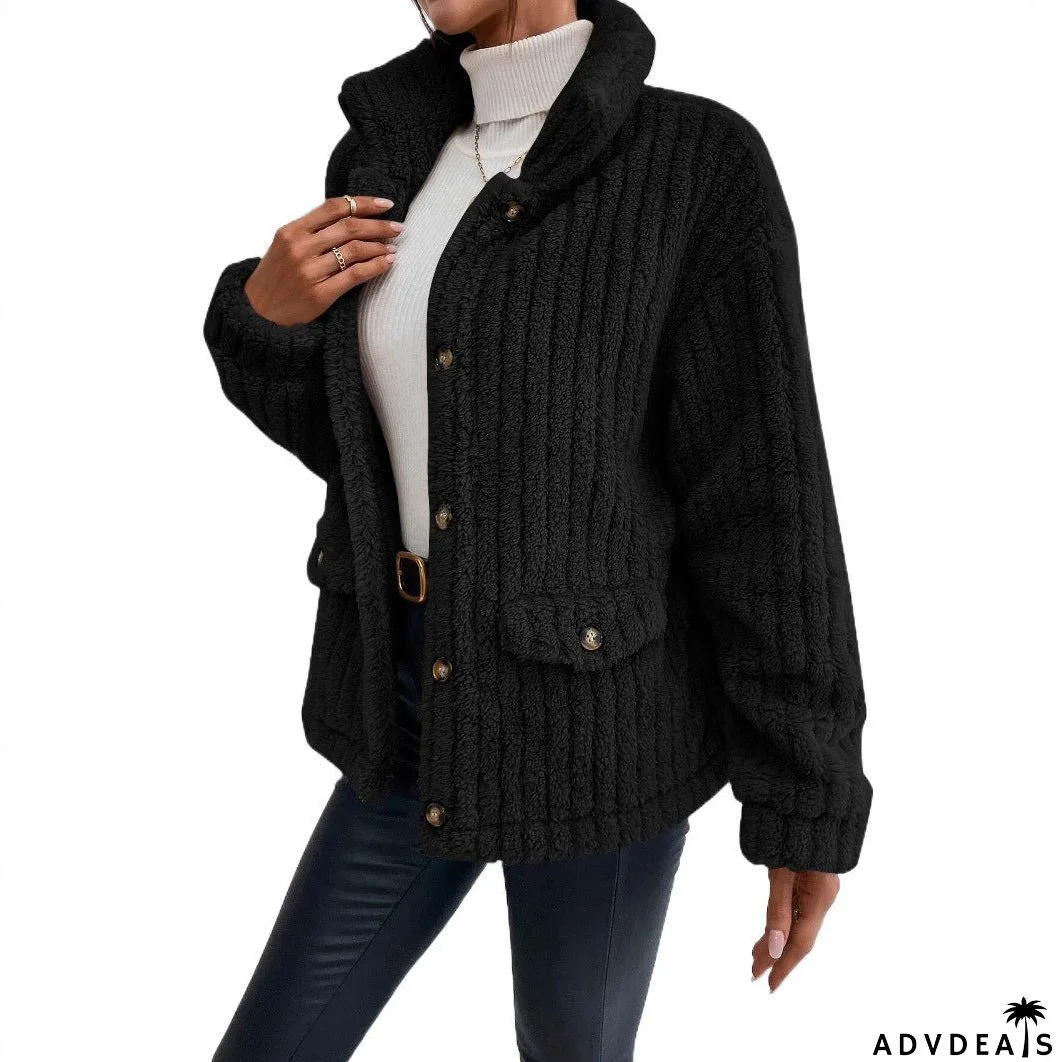 New Double-Sided Velvet Button-Up Cardigan Casual Coat