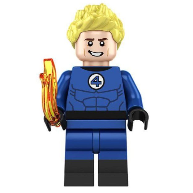 Johnny Storm (F4) Custom Marvel Superhero Minifigure Minifigure Bricks monstertoys