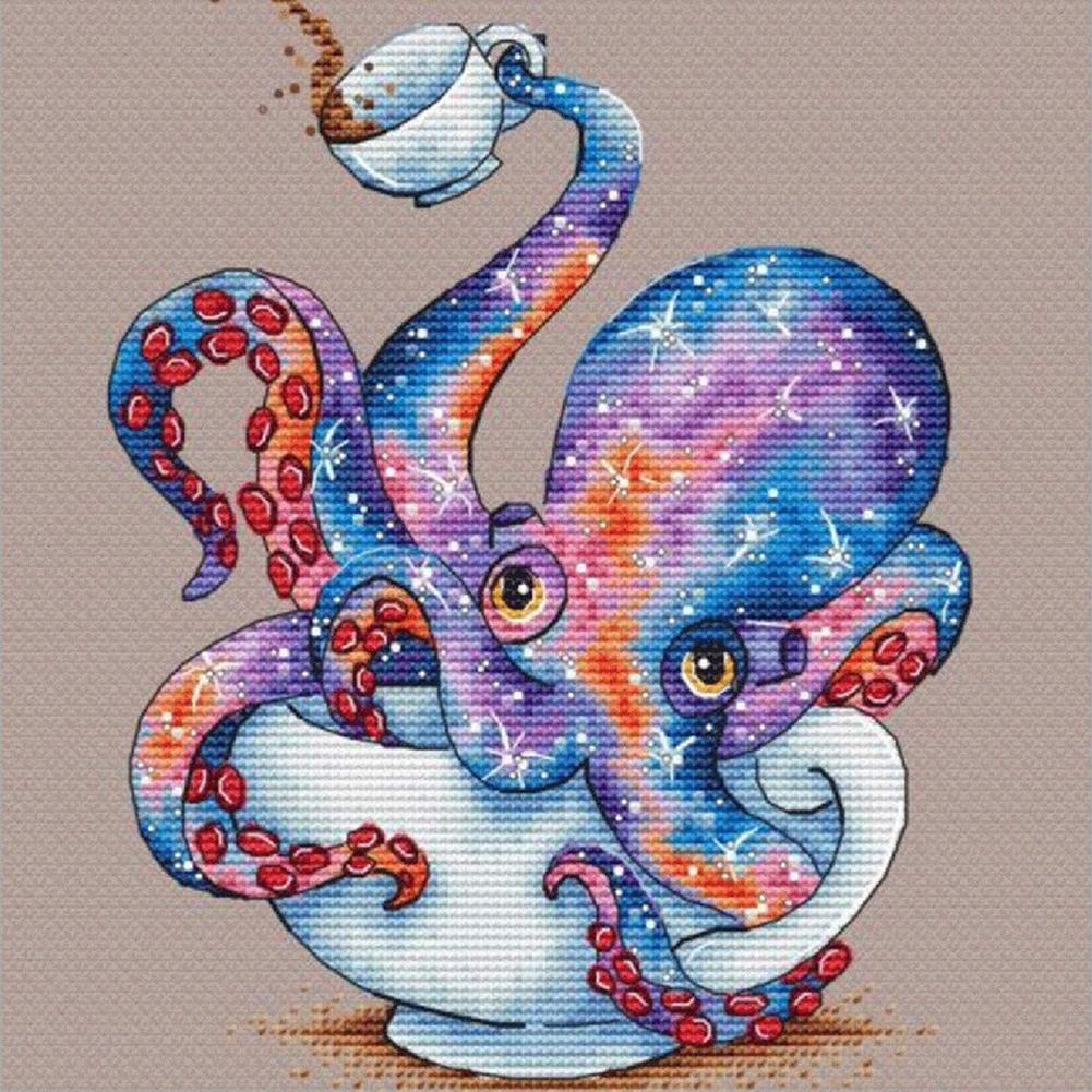 

30x30cm Round Drill Diamond Painting-Cartoon Octopus, 501 Original