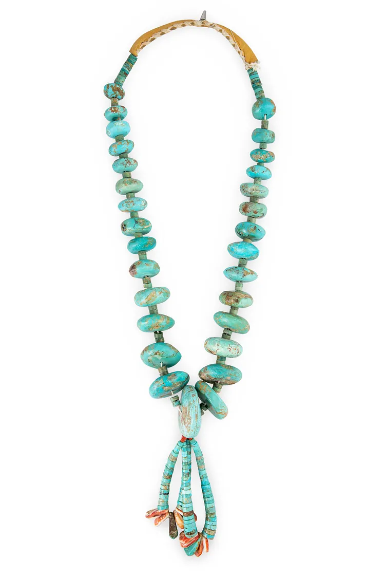 Necklace, Natural Stone, Jacla, Turquoise Heishi, Vintage, Mid Century, 1065
