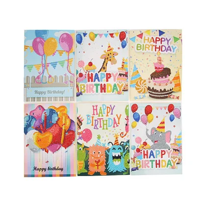 High Quality Diamond Painting Gift Card Happy Birthday Paper Greeting  Postcards Craft DIY Kids Festival Greet