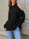 Fashion Solid Color Strapless Stand Collar Knitting Sweater