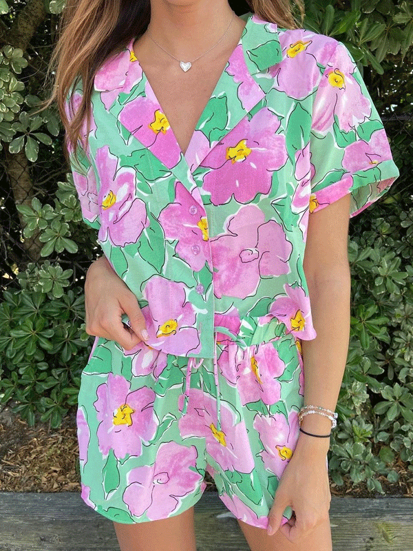 Tailor collar floral set