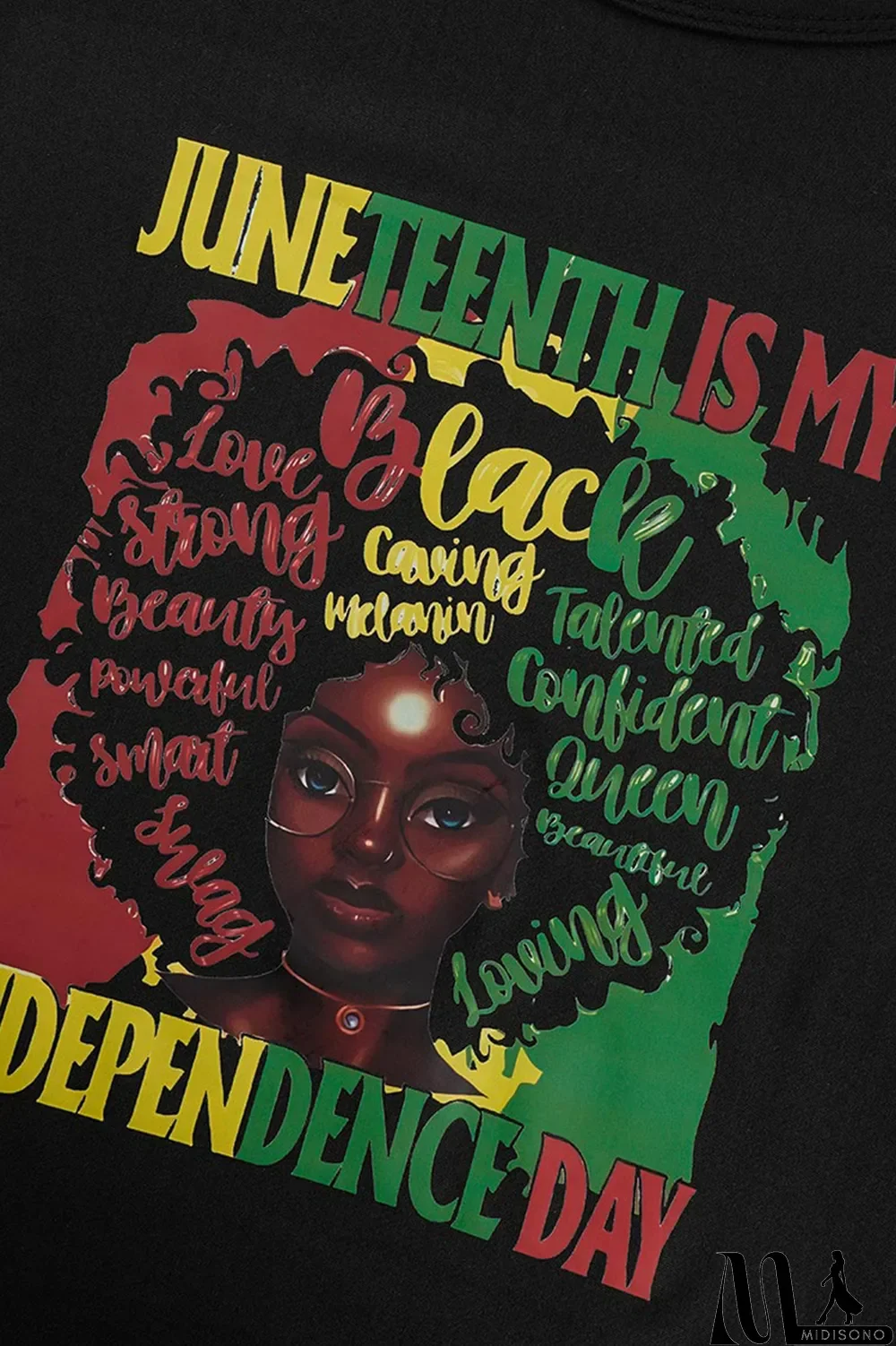 MidiSono - Black Fashion Casual Print Basic O Neck T-Shirts