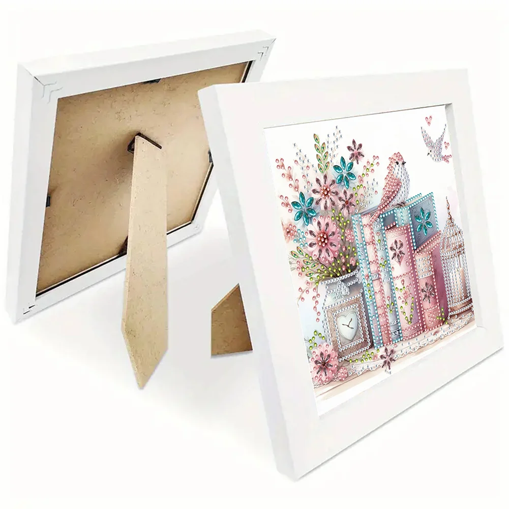 5D DIY Partial Special Shaped Drill Diamond Painting Bird Book Home Kit 19.2x19.2cm【With Frame】