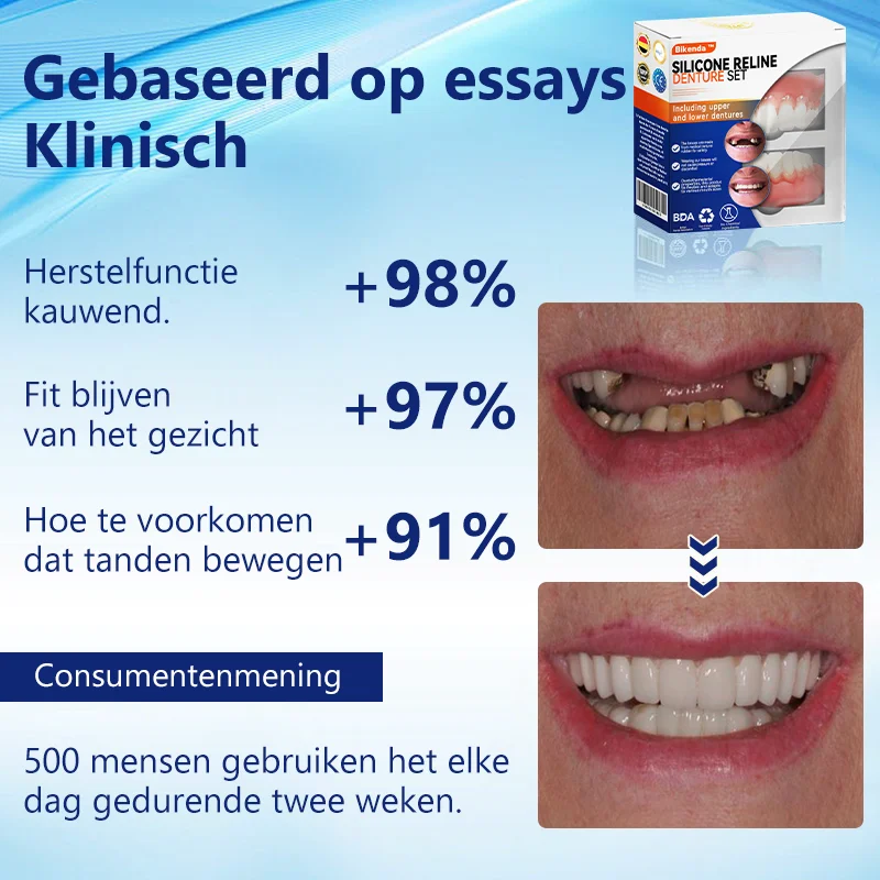 𝐵𝑖𝑘𝑒𝑛𝑑𝑎&trade; Silicium Prothese Meetset🦷（👩&zwj;🔬 Erkend door de Belgische Tandheelkundige Vereniging en goedgekeurd door FAMHP）