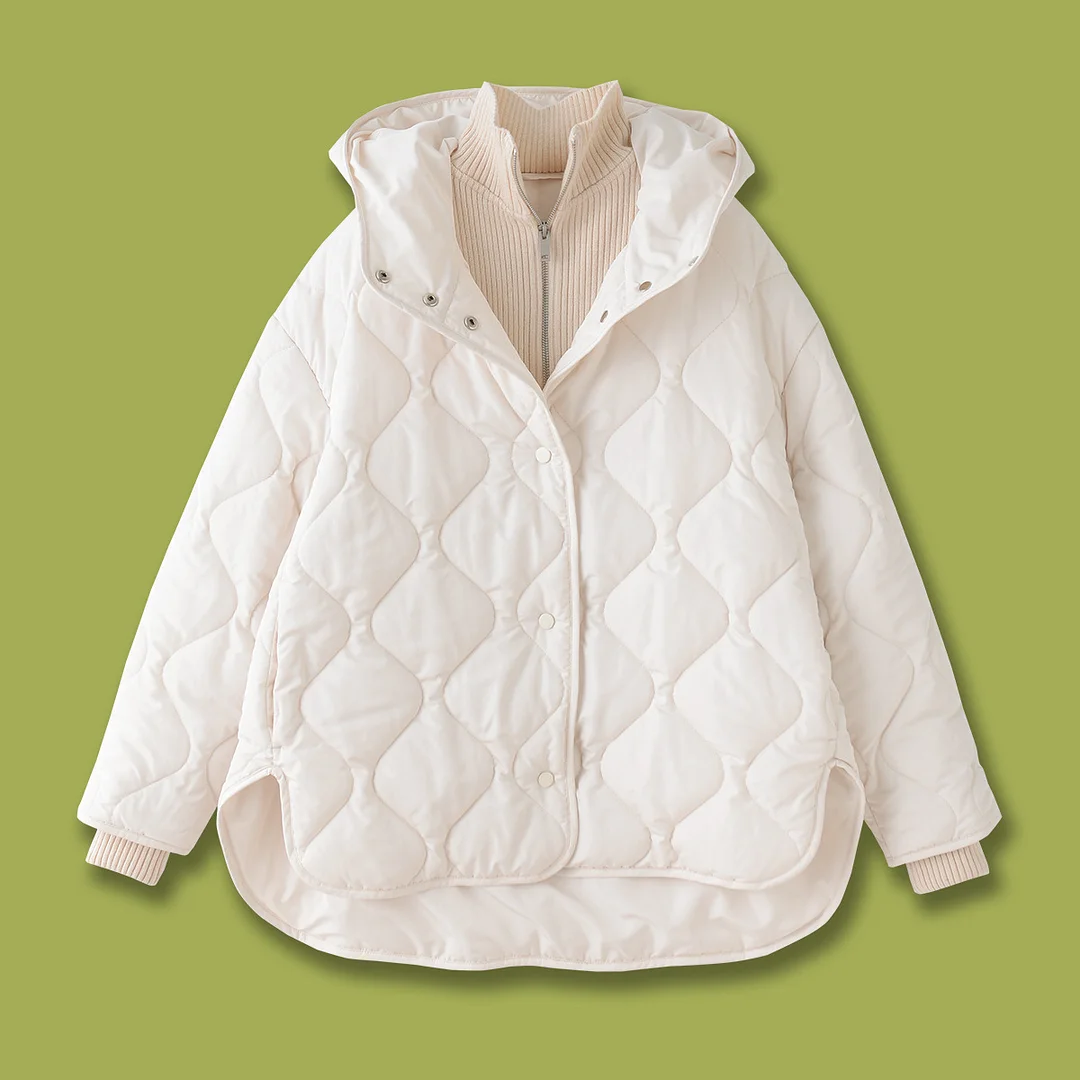 Nigikala Nigikala Casual Version Of The Quilt Hooded Jacket Jacket Lingge Cotton Ivory White 24 Winter New