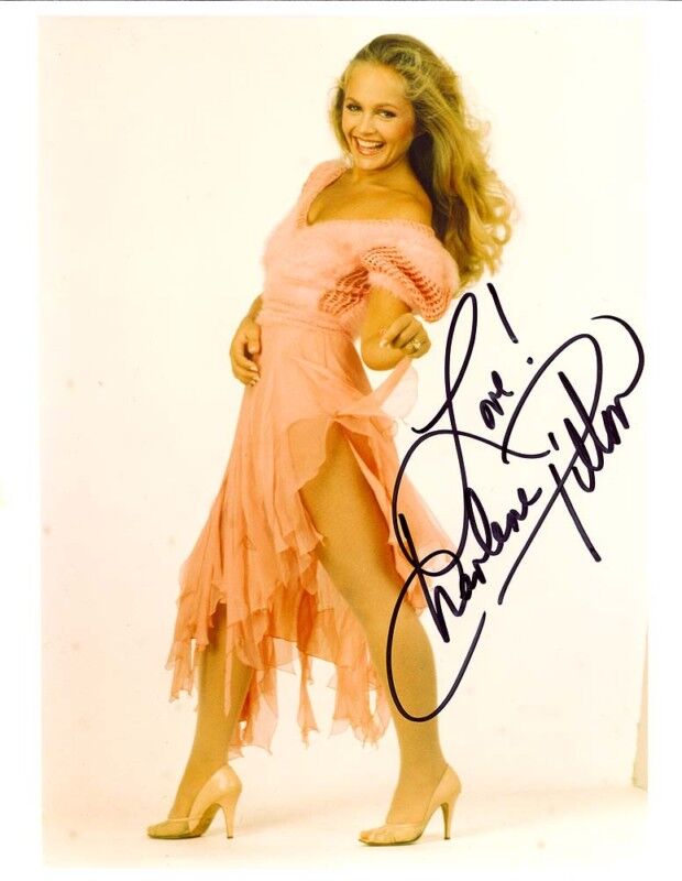 CHARLENE TILTON AUTOGRAPHED SIGNED 8X10 Photo Poster painting PEACH COLOR DRESS WITH COA