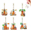(US Only)6Pcs Double Sided Special Shape Bunny Lighthouse Diamond Painting Keychain