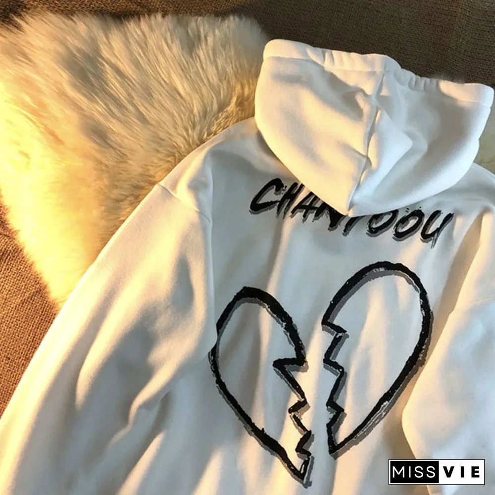 Unisex Sad Bear Print Oversized Hoodie