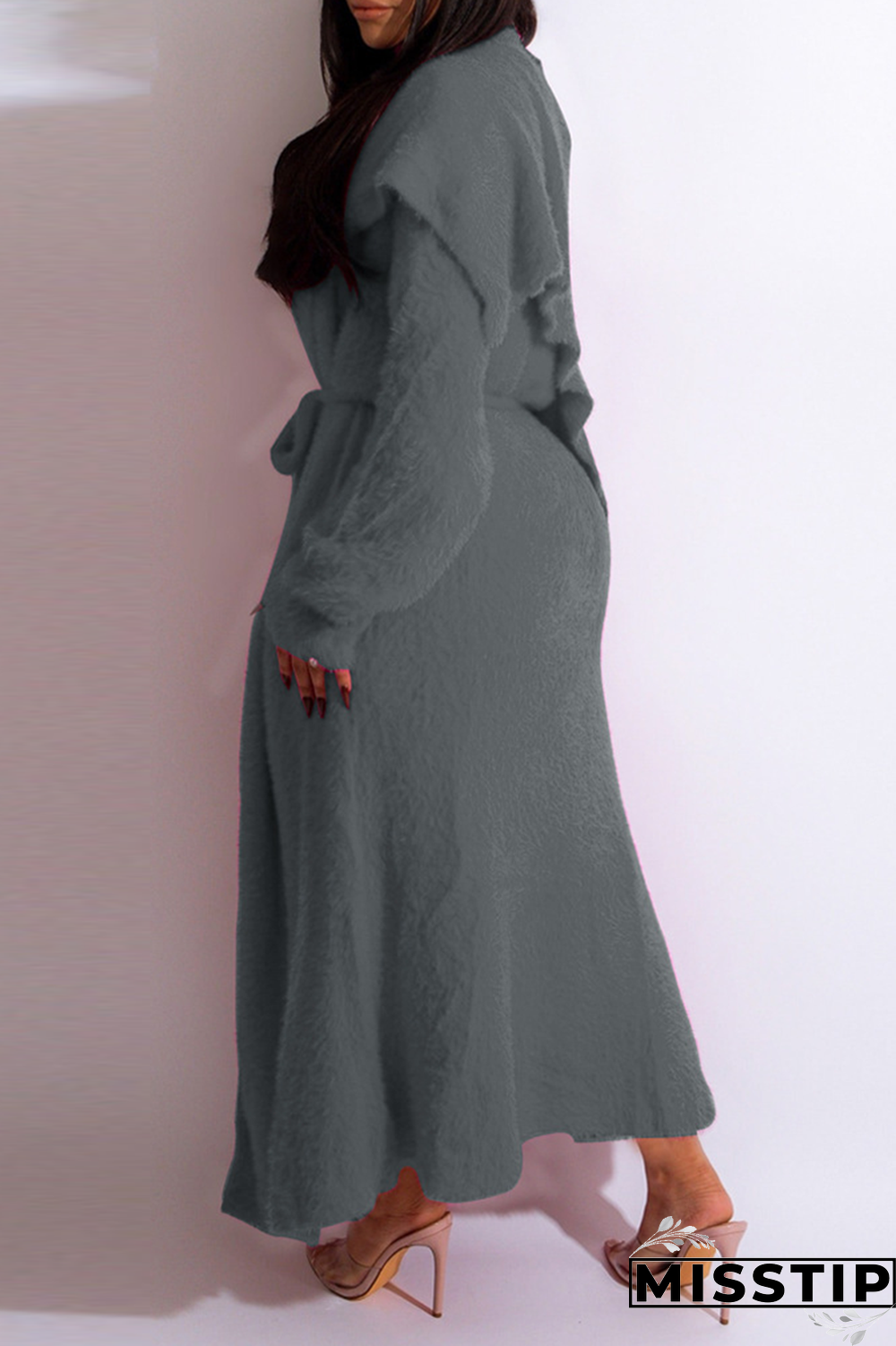 Dark Gray Casual Solid Patchwork Half A Turtleneck Long Sleeve Two Pieces