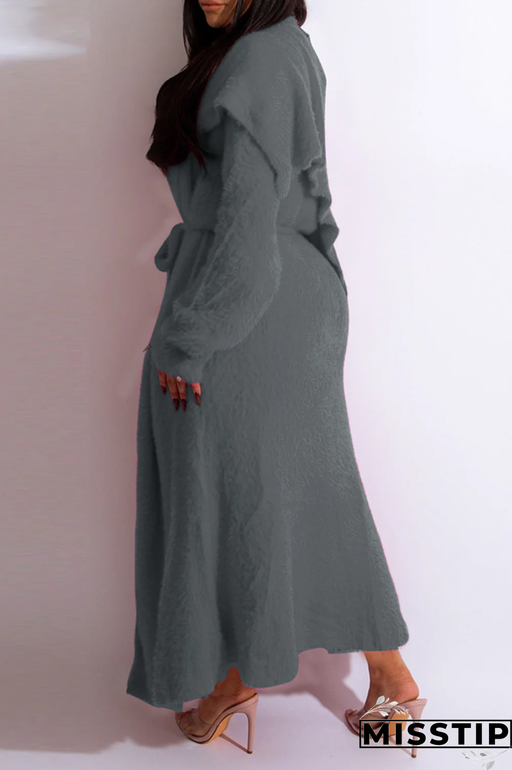 Dark Gray Casual Solid Patchwork Half A Turtleneck Long Sleeve Two Pieces