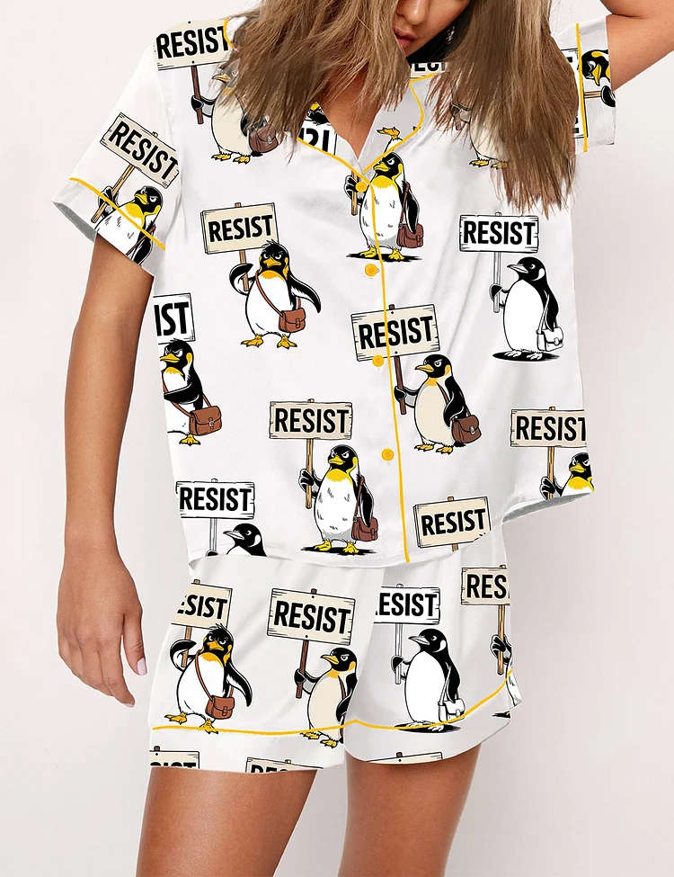 Women's Resist Penguin Activism Anti Pajama Set