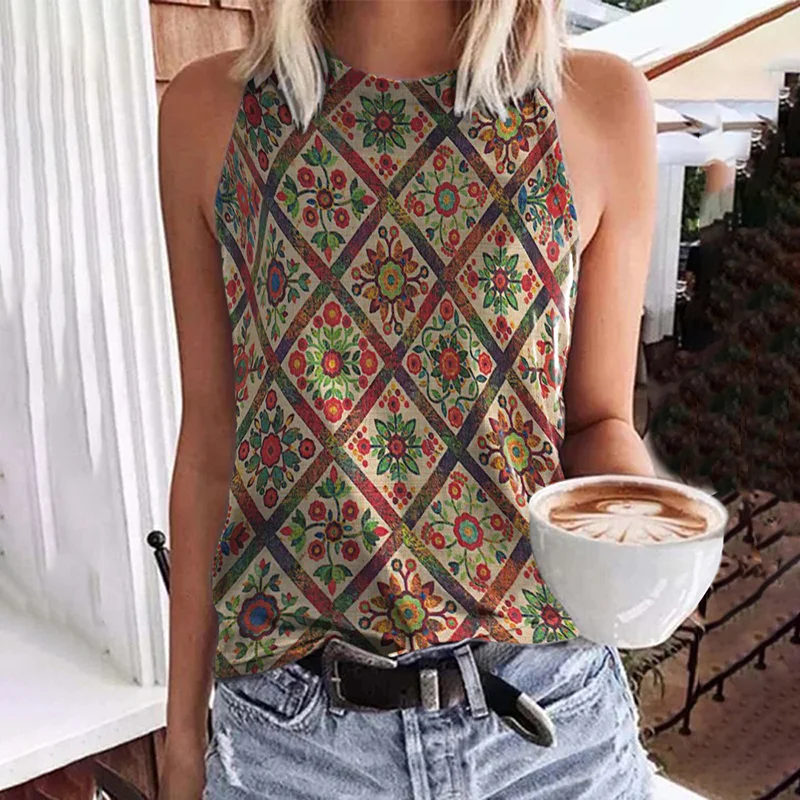 Western Print Vintage Tank Top