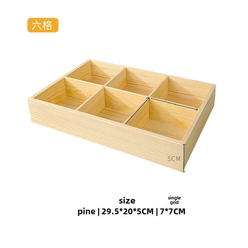 Wooden Plaid Storage Box Desktop Multi-grid Wooden Box Nuts Multi-meat Plaid Storage Box Grid Plate Stall Jiugongge