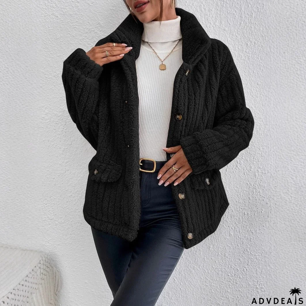 New Double-Sided Velvet Button-Up Cardigan Casual Coat