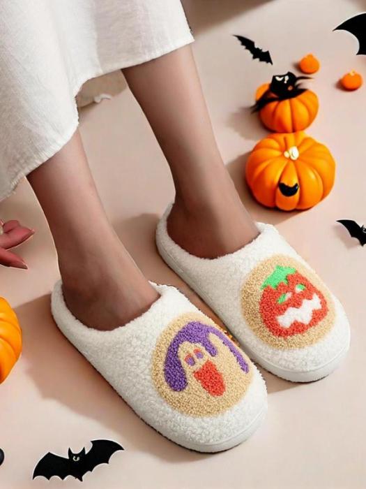 Loveyoufancy Halloween Themed Cartoon Pattern Plush Slippers