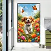Chien et fleur - perceuse ronde peinture diamant - 40*70cm (grande taille)