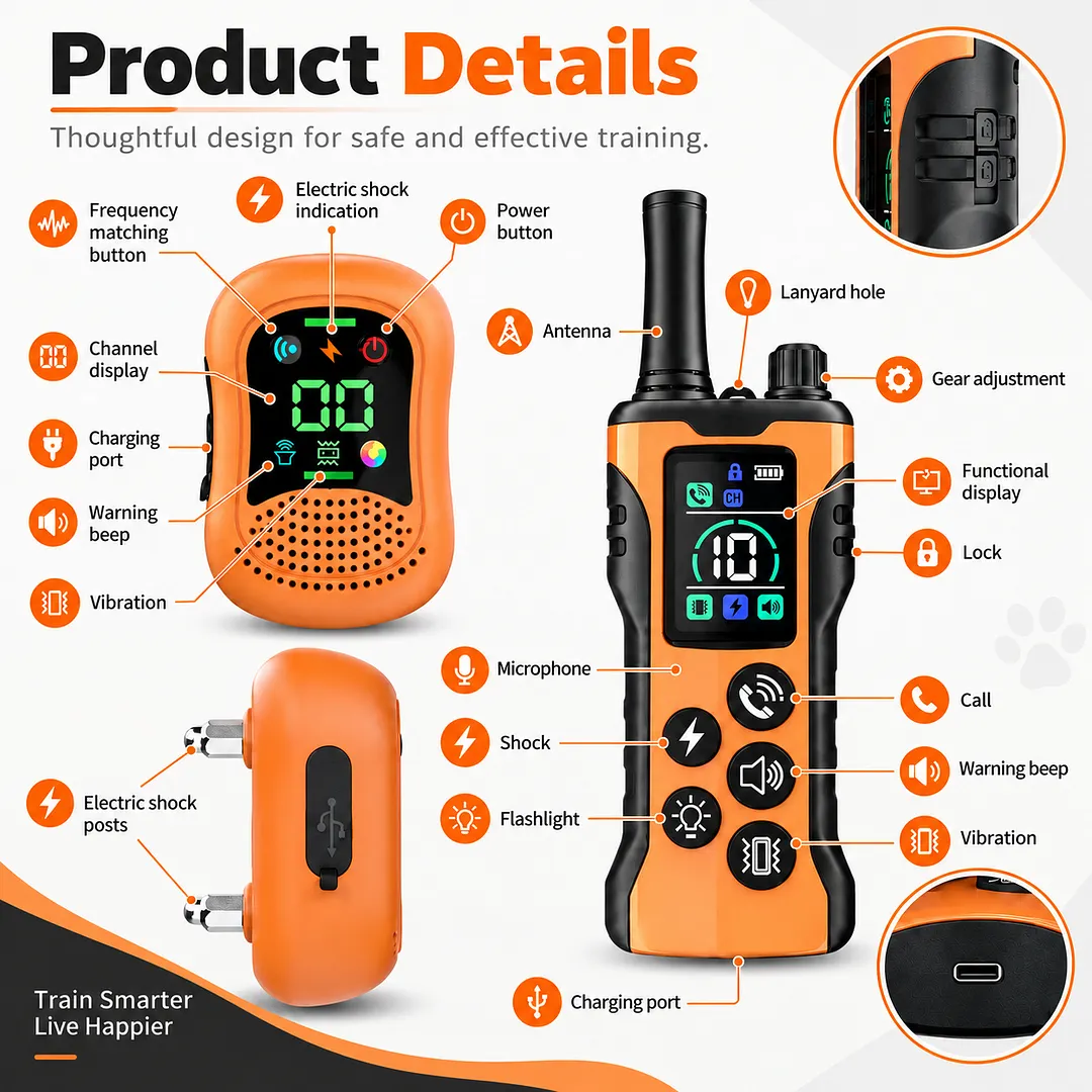 BEBANG 4900FT Dog Training Collar with Remote, Voice Call Dog Shock Collar with 5 Training Modes, IP67 Waterproof Rechargeable E Collar for Small Medium Large Dogs