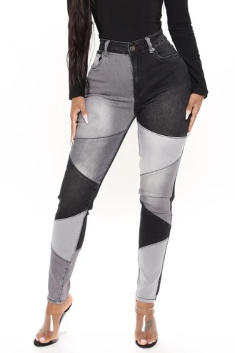 Multi-color Patchwork Denim Skinny Jeans For Women-luchamp:luchamp