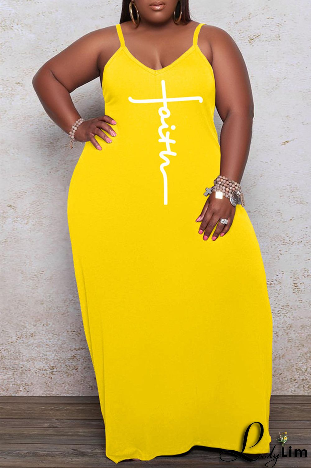 Black Sexy Casual Print Basic Spaghetti Strap Long Dress Plus Size Dresses