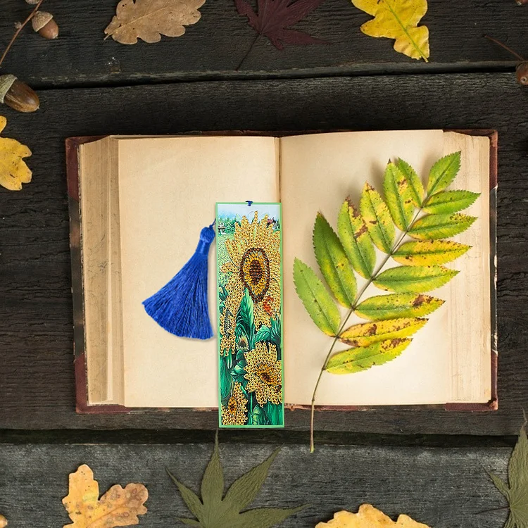 Leather Sunflower Bookmark, Leather Book Marker, Hand Stamped