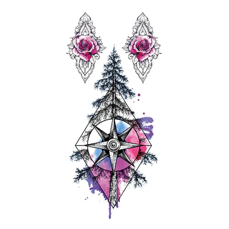 New Temporary Tatoo for Women Sexy Chest Waist Stickers Clavicle Big FakeTattoo Art Deco Beauty Scar Waterproof Tattoo Stickers