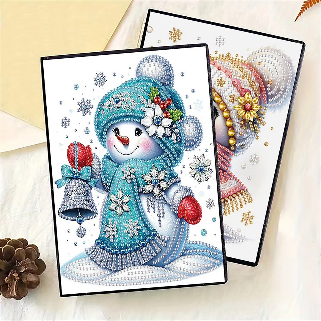2pcs Snowman Partial DIY 50 Pages A5 Diamond Painting Notebook for Study Home