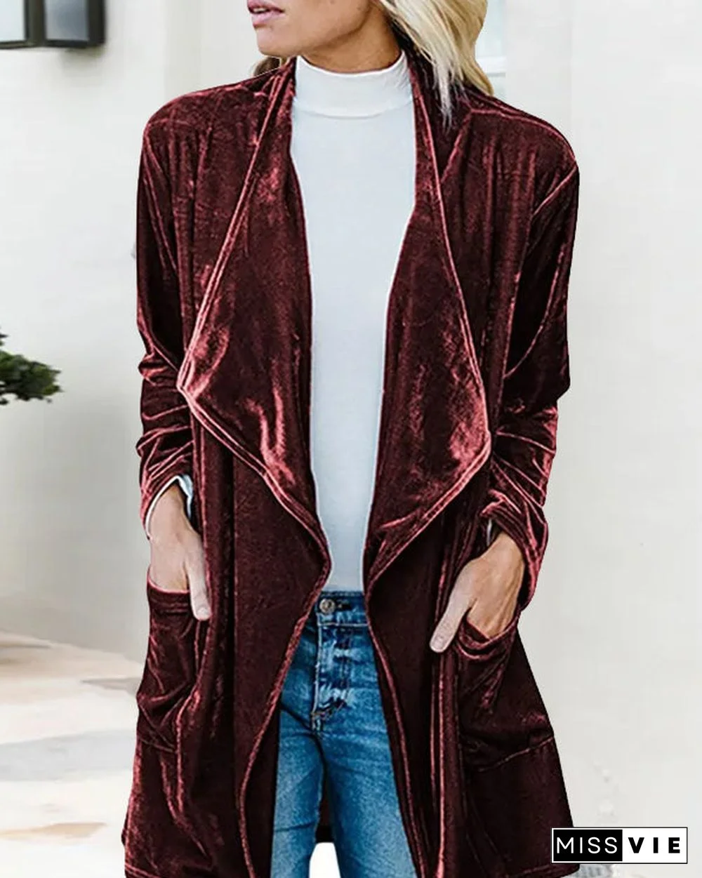 Velvet Long Cardigan Fashion Coat