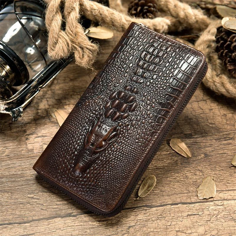 Trendy Leather Crocodile Embossed Design Business Casual Wallet