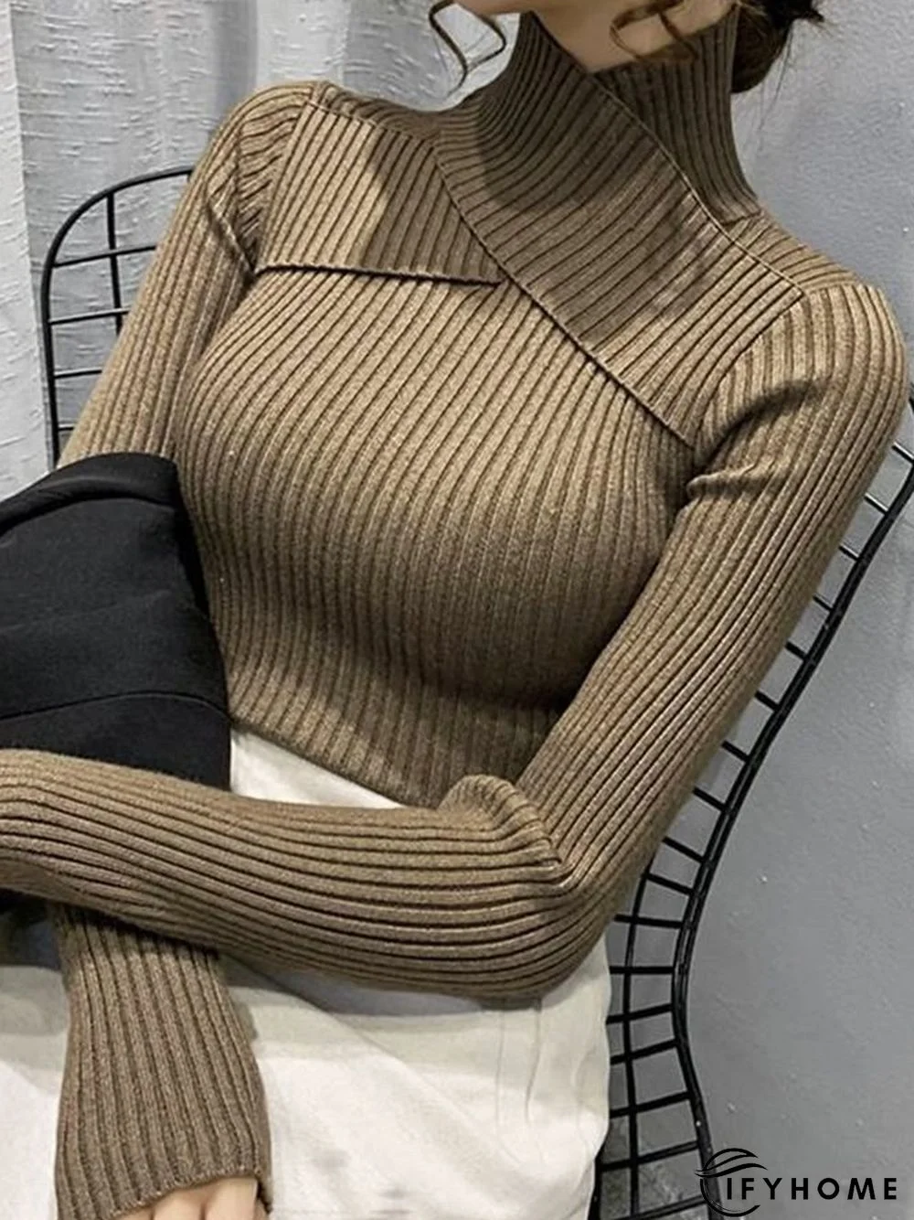 Turtleneck Elegant Long Sleeve Tight Sweater | IFYHOME