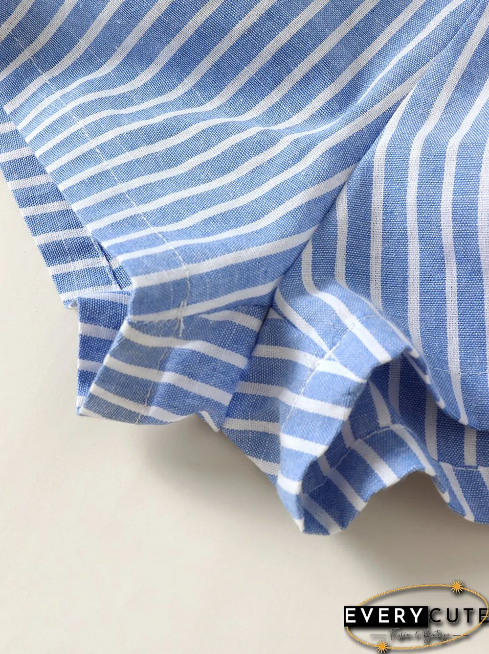 Selfsow Blue And White Stripe Tie Front Tube Pocket Two Pieces Suit