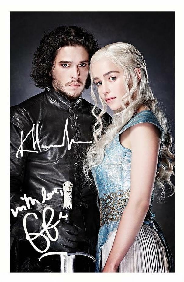 EMILIA CLARKE & KIT HARINGTON - GAME OF THRONES AUTOGRAPH SIGNED Photo Poster painting POSTER